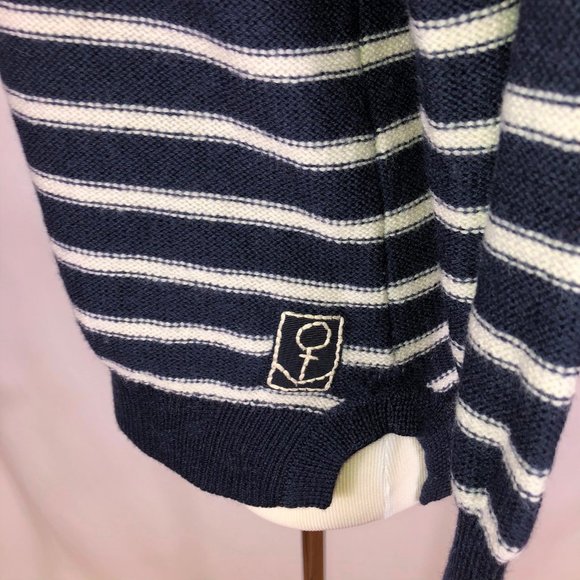Rebecca Taylor French Sailor Embroidered Striped Light Fine Merino Sweater - Picture 7 of 12
